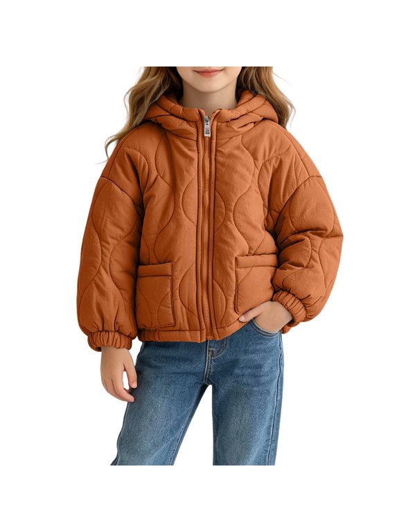 Winter Jacket Toddler Fleece Cuffed Sleeve Cozy Hoodie Pull On Solid Casual Coat with Pocket