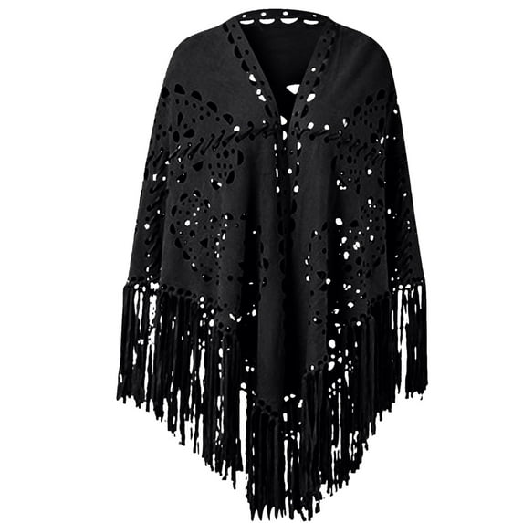 Cavosen Winter Shawl Wraps for Women Tassel Fleece Elegant Shawls Solid Soft Open Front Scarves Casual Everyday Wear