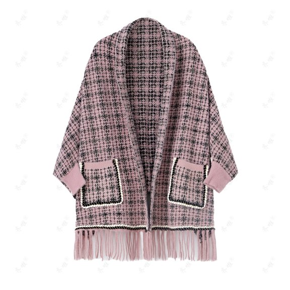 Cavosen Winter Shawl Wraps for Women Tassel Vintage Plaid Soft Open Front Scarves Versatile Everyday Wear