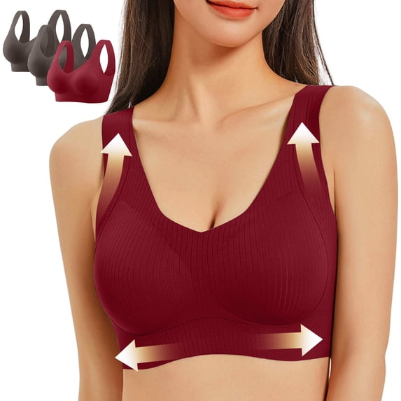Cavosen Wireless Bras Plus Size Seamless Supportive Bras Push Up Full Coverage Solid Bralettes Wide Straps Breathable Comfortable Underwear