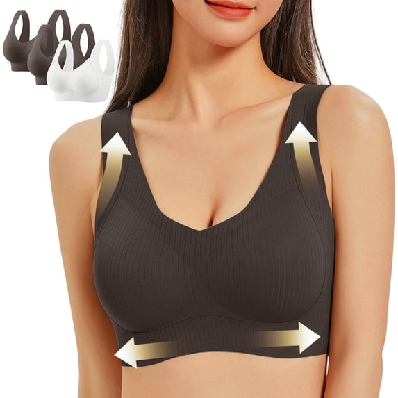 Cavosen Wireless Bras Plus Size Seamless Supportive Bras Push Up Full Coverage Solid Bralettes Wide Straps Breathable Comfortable Underwear