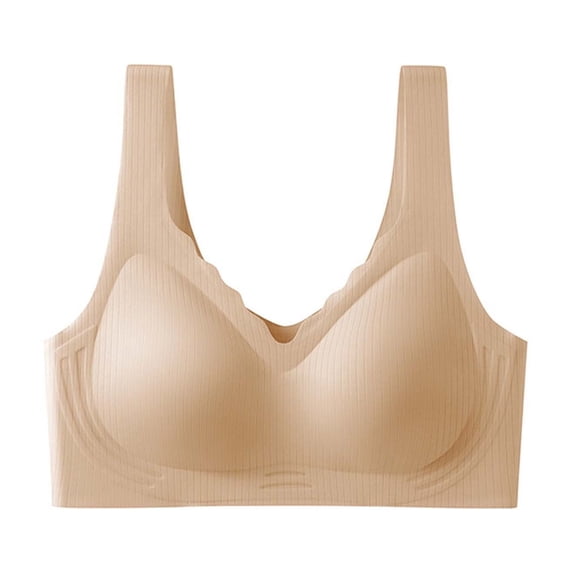 Cavosen Wireless Push up Bras for Women Back Smoothing Wireless Supportive Bras Lightly Padded Solid Bralettes Wide Straps Breathable Every day Underwear