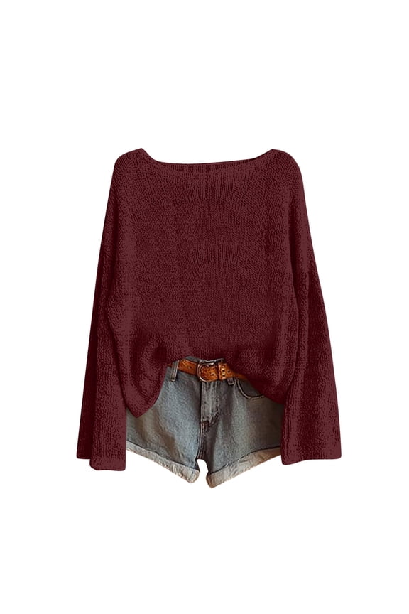 Women Blouses Dressy Casual Sequin Cocktail Party Long Sleeve Crew Neck Sweater Knit Solid Shirt Loose Spring Elegant Tops