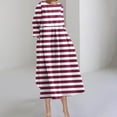 thumbnail image 1 of Cavosen Women Flowy Maxi Dress Pink Long Sleeve Fashion Dress High Waisted Round Neck Calf Length Long Dress Striped Irregular Hem Casual Dress Vacation Fall Winter Clothes S, 1 of 6