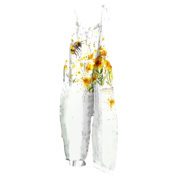 Cavosen Women Overalls Oversized Jumpsuits Wide Leg Long Overalls with Pocket Daisies Lightweight Summer Cute Rompers