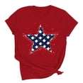 thumbnail image 1 of Cavosen Women Shirts Short Sleeve Crew Neck 4th of July Patriotic Tee Red White and Blue Graphic Shirt Summer Basic Tops, 1 of 7