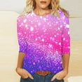 thumbnail image 1 of Cavosen Women's 3/4 Sleeve Shirts and Blouses Gradient Sparkly Glitter Shiny Print T-Shirts Crewneck Loose Tops Dressy Fashion Pullover Blouse Flowy Going out Tees Summer XL, 1 of 5