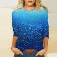 thumbnail image 1 of Cavosen Women's Blouses 3/4 Sleeve Tunic Gradient Sparkly Glitter Shiny Print Tops Crewneck Loose T-Shirts Dressy Fashion Pullover Shirts Flowy Workout Tees Summer Vacation XL, 1 of 5