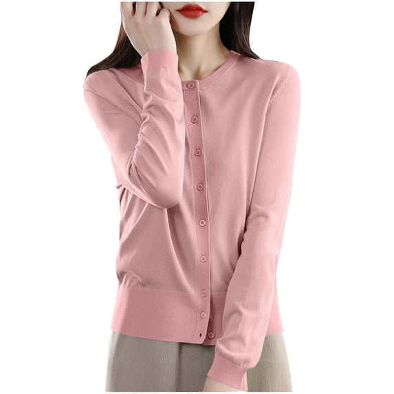 Cavosen Women's Cardigan Sweaters Button Down Cropped Outfits Long Sleeve Knit Stretch Comfortable Clothes