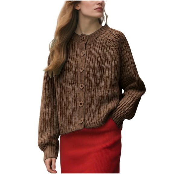 Cavosen Women's Cardigan Sweaters Button Down Cropped Outfits Long Sleeve Knit Stretch Comfortable Clothes