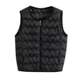 thumbnail image 1 of Cavosen Women's Cropped Puffer Vest Quilted Sleeveless Jacket Front Zipper Solid Casual Winter Vest, 1 of 3