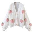 thumbnail image 1 of Cavosen Women's Knit Sweaters Short Length Cable Knit Puff Sleeves Cardigan Long Sleeve Stretch Open Front Outerwear Coats, 1 of 7
