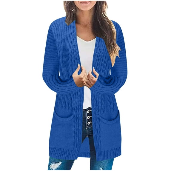 Cavosen Women's Knit Sweaters Tunic Length Cardigan with Pocket Long Sleeve Stretch Oversized Open Front Outerwear Coats