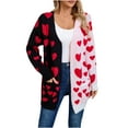 thumbnail image 1 of Cavosen Women's Knit Sweaters Tunic Length Heart Graphic Cardigan with Pocket Long Sleeve Stretch Outerwear Coats, 1 of 9