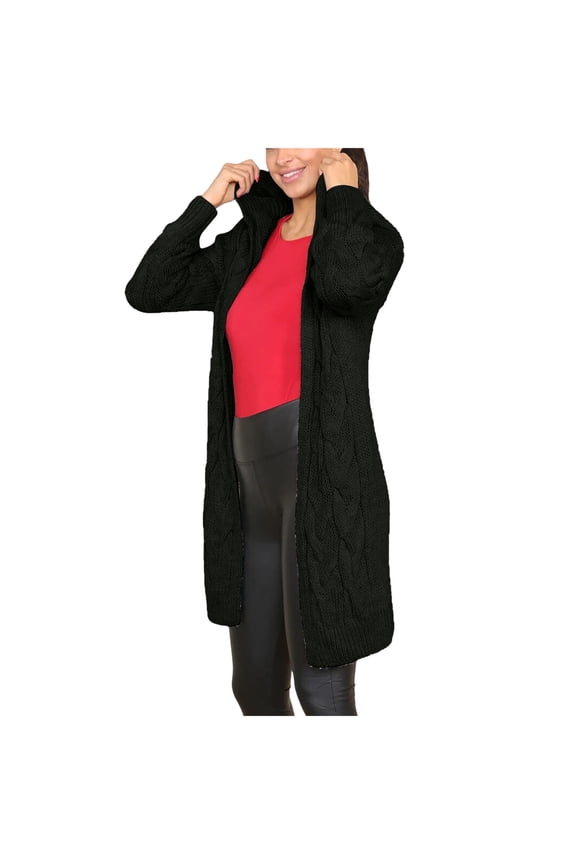 Women's Knit Sweaters Tunic Length Long Sleeve Button Down Cardigan with Pocket Stretch Open Front Outerwear Coats