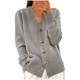 thumbnail image 1 of Cavosen Women's Knit Sweaters V Neck Button Down Short Length Cardigan Long Sleeve Stretch Outerwear Coats, 1 of 6