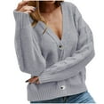 thumbnail image 1 of Cavosen Women's Knit Sweaters V Neck Short Length Button Down Cardigan Long Sleeve Stretch Outerwear Coats, 1 of 6