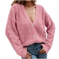 thumbnail image 1 of Cavosen Women's Knit Sweaters V Neck Short Length Button Down Cardigan Long Sleeve Stretch Outerwear Coats, 1 of 5