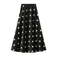 thumbnail image 1 of Cavosen Women's Long Skirts Elegant Satin Elastic Waist Polka Dots Print A-Line Skirts Maxi Skirts Mermaid Flared Lightweight Retro Vintage Flowy Trendy Ankle Length Skirts Black, 1 of 6
