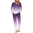 thumbnail image 1 of Cavosen Women's Pajamas Long Pants Long Sleeve with Pocket 2 Piece Outfit Sets Pants Tops Sleepwear Pleated Gradient Nightwear Lightweight Soft Homewear Fall Winter Clothes, 1 of 6