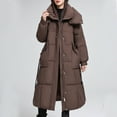 thumbnail image 1 of Cavosen Women's Quilted Lightweight Jackets Hooded Full Zipper Long Jacket Thicken Warm Long Sleeve Down Jacket Maxi Length Puffy Padded Fitted Coat with Pocket Winter Outwear Brown 2XL, 1 of 6