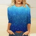 thumbnail image 1 of Cavosen Women's Shirts 3/4 Sleeve Length Gradient Sparkle Glitter Shiny Print T-Shirts Round Neck Casual Tops Dressy Fashion Pullover Blouse Flowy Athletic Tees Summer Vacation S, 1 of 5