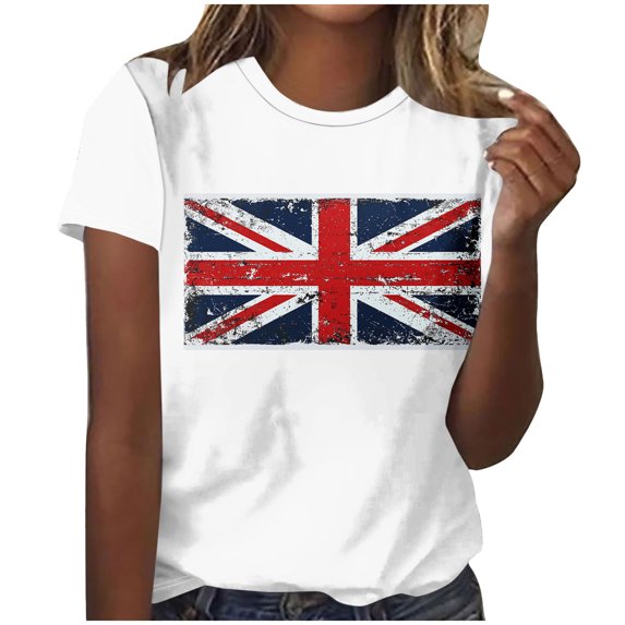 Cavosen Women's Short Sleeve Tops Crew Neck Stars Stripes Patriotic Tee Red White and Blue Graphic Shirt Summer Loose Tops