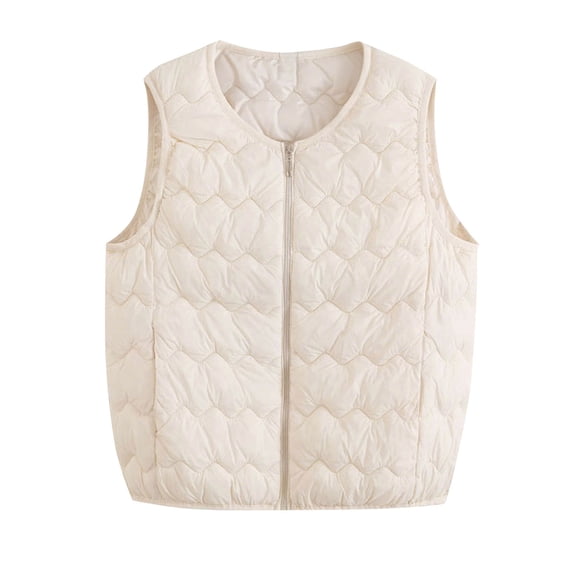 Cavosen Women's Sleeveless Quilted Vest Zip Up Cropped Puffer Jacket Round Neck Casual Layering Outerwear