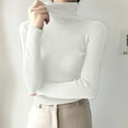 thumbnail image 1 of Cavosen Women's Sweaters Lightweight Knit Long Sleeve Pullover Sweaters Turtleneck Breathable Basic Sweaters Plain Jumper Sweaters Soft Chunky Casual Clothes Winter White, 1 of 5