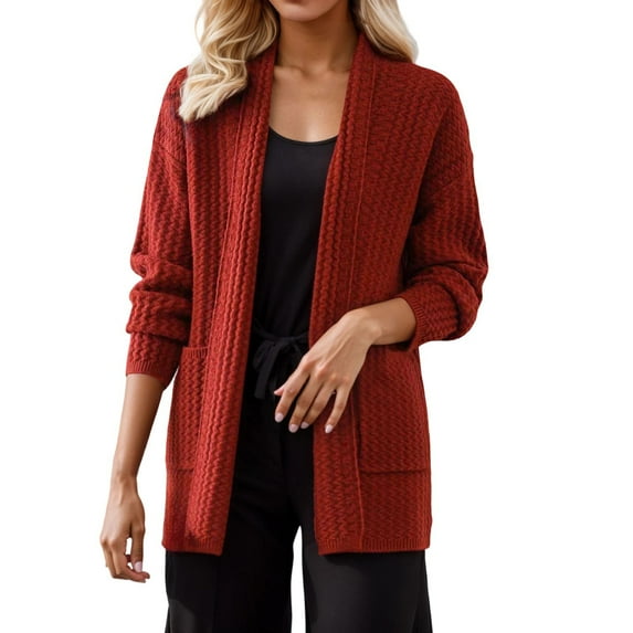 Cavosen Women's Sweaters for Winter Cable Knit Cardigan Long Sleeve Stretch Open Front Outerwear Coats