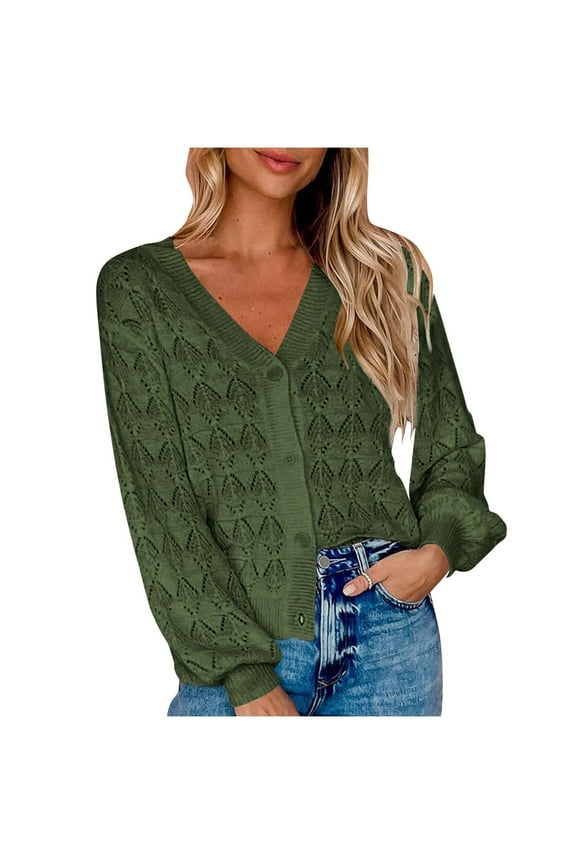 Women's Sweaters for Winter V Neck Short Length Cardigan Long Sleeve Stretch Outerwear Coats