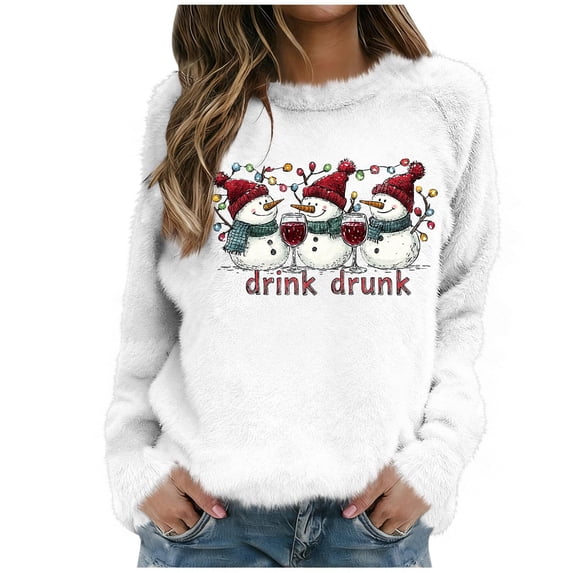 Cavosen Women’s Sweatshirts Crew Neck Blouses Snowman Lightweight Pullover Soft Fall Masquerade Tops