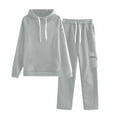 thumbnail image 1 of Dreluolixuan Women's Tracksuits Long Sleeve Hoodie Wide Leg Pants Soft Solid Lightweight Casual Sweatsuit, 1 of 4