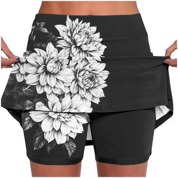 Cavosen Women's Workout Shorts Plus Size Short Skorts Yoga Pants Floral Print Lightweight Comfy Shorts with Pockets