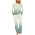 thumbnail image 1 of Cavosen Womens 2 Piece Lounge Sets with Pocket Pajamas Outfits Sets Long Pants Long Sleeve Tops Sleepwear Pleated Gradient Nightwear Lightweight Casual Homewear Fall Winter Clothes, 1 of 6