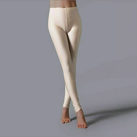 Cavosen Womens Activewear Leggings Beige Elastic Waisted Yoga Pants Glossy Shiny Running Tight Seamless Solid Skinny Long Pants Winter Athletic Workout Trousers Jogger Pants M