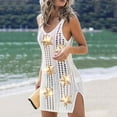 thumbnail image 1 of Cavosen Womens Bathing Suit Cover up Dress Knitted Crochet Hollow Out Dress Bikinis Swimwear Kimono Sleeveless Round Neck Sheer Sunscreen Cover Ups Star Print Swimsuit Kaftan, 1 of 4