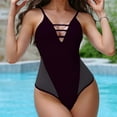 thumbnail image 1 of Cavosen Womens Bathing Suits Tankini Wireless Padded V Neck One Piece Swimsuit Cut Out Backless V Neck Bathing Suit Bandage Athletic Swimwear Summer Vacation Beachwear Black XL, 1 of 3