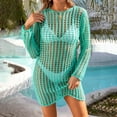 thumbnail image 1 of Cavosen Womens Beach Cover up Crochet Dress Summer Knitted Hollow Out Dress Bikinis Swimsuit Kaftan Long Sleeve Crewneck Sheer Pool Swimwear Kimono Plain Bathing Suit Cover Ups, 1 of 8