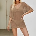 thumbnail image 1 of Cavosen Womens Beach Cover up Long Crochet Hollow Out Dress Bikinis Swimsuit Kaftan Long Sleeve V-Neck Sheer Flowy Breathable Sun Protection Long Swimwear Kimono Plain Bathing Suit, 1 of 5