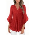 thumbnail image 1 of Cavosen Womens Blouses Dressy Sequin Glitter Evening Party V Neck Tops Solid Mesh Flowy Shirt Fall Trendy Tops, 1 of 7