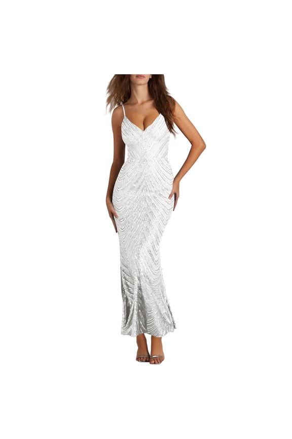 Womens Dresses Formal Crew Neck Sleeveless Maxi Evening Gowns Ball Dress Elegant Wedding Guest Cocktail Party Dress