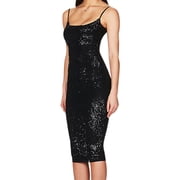 slim fit dress slacks Zena One-Sleeve Black Sequin Mini Dress