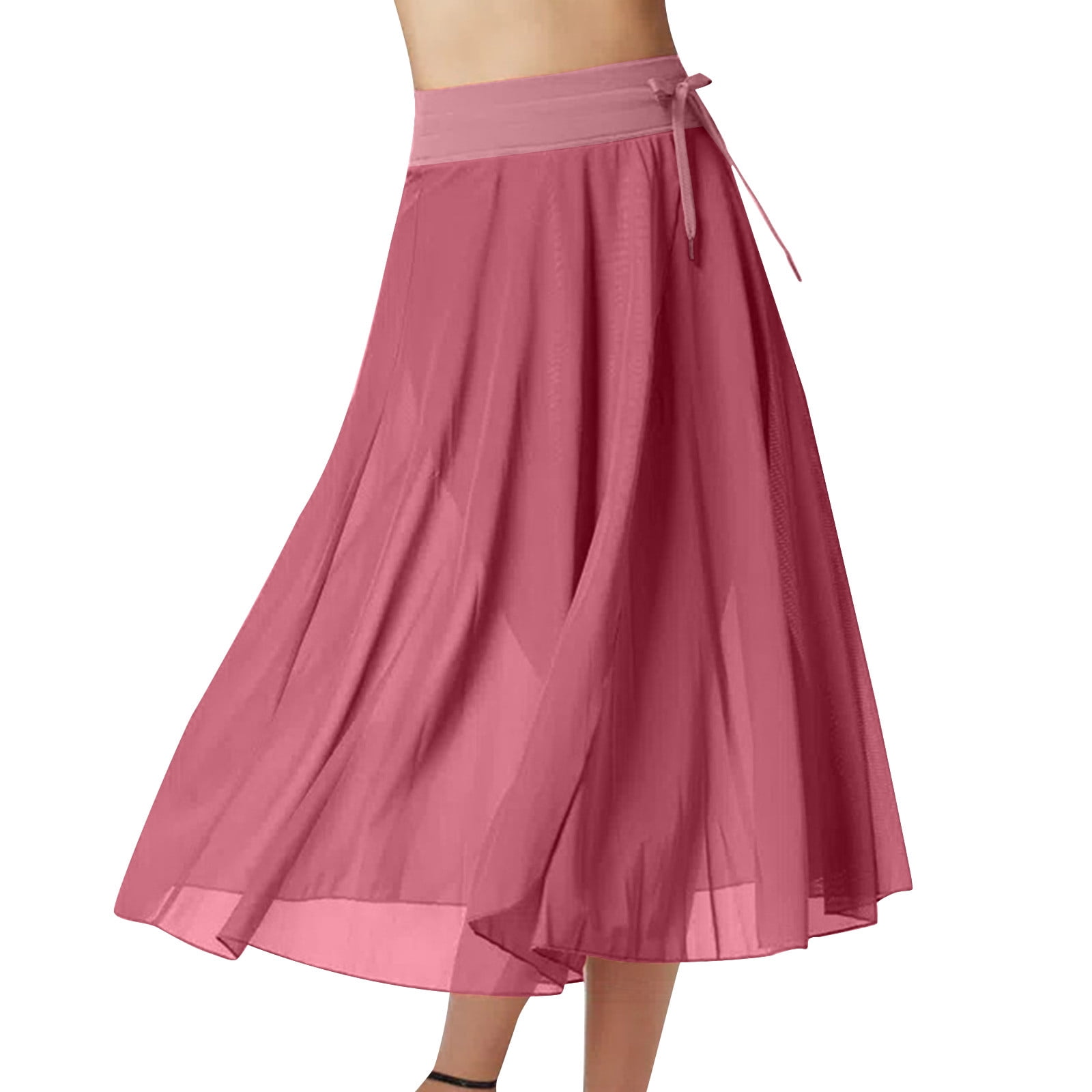 Cavosen Womens Fall Skirts Elastic Waist Midi Skirts A Line Solid Short ...