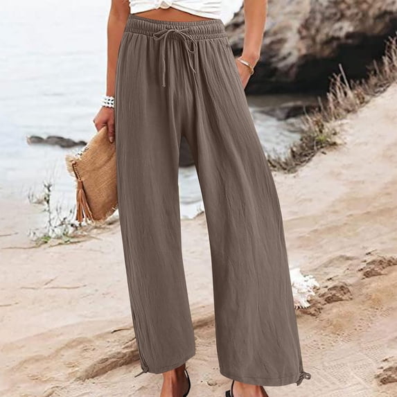 Cavosen Womens Linen Pants with Pockets Wide Leg Pants Plus Size loose Fit Long Pants Lounge Trousers Sweatpants Casual Loose Vintage Pants High Waisted Workout Pants Solid