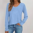 thumbnail image 1 of Cavosen Womens Long Sleeve Blouses Lace Trim Pullover Tops V Neck Solid Soft T-Shirts Vacation Blouse Comfort Trendy Loose Shirts Going out Beach Tees Summer Clothes Blue 2XL, 1 of 6