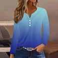 thumbnail image 1 of Cavosen Womens Long Sleeve Tops V Neck Shirts with Button Pullover Blouse Comfort Gradient Tees Dressy Flowy Loose Fit Tops Basic Shirts Stylish Lightweight Autumn Blue S, 1 of 5