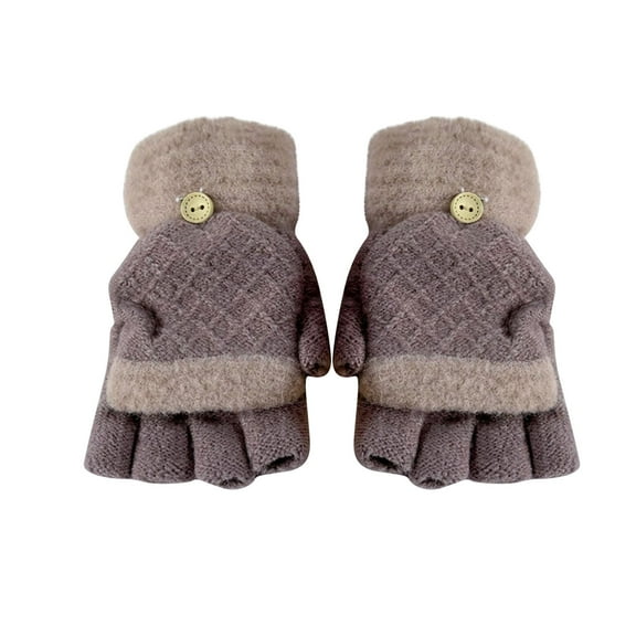 Cavosen Womens Mittens Fingerless Winter Warm Soft Knit Fleece Half Finger Touchscreen Gloves Convertible Breathable Mittens Cold Protection Outdoor Cold Weather Running Walking