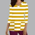 thumbnail image 1 of Cavosen Womens Nursing Scrub Tops Yellow 3/4 Sleeve V Neck Scrub Tops Stretchy Soft Xmas Striped Wrap Underscrub with Pocket Breathable Nursing Uniform Scrub Shirts Tee M, 1 of 5