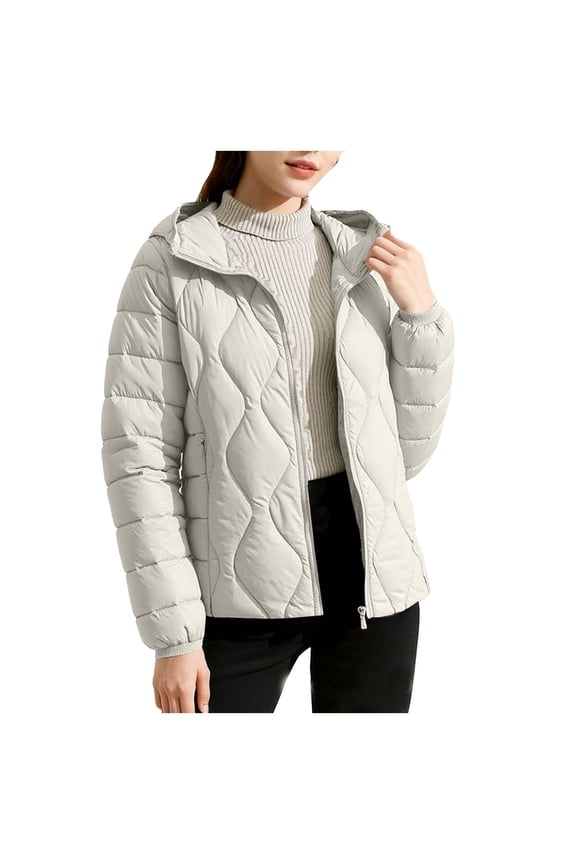 Womens Puffer Coat Lightweight Winter Warm Short Puffer Coat Packable Coat with Hood Trendy Insulated Travel Outerwear